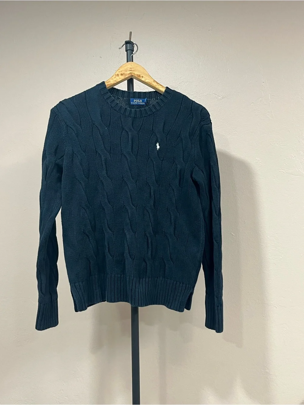 Polo Ralph Lauren black sweater & white horse knitted jumper size small